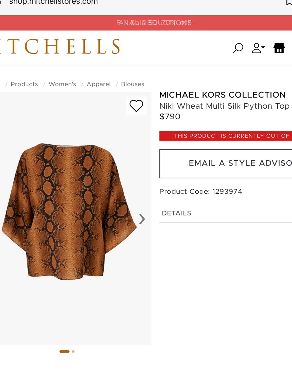 The Michael Kors Collection Niki Silk Python Top - Picture 6 of 6